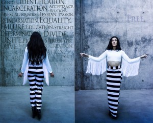 Model: Rae Vasquez, San Diego City College student. Fashions sponsored by designer Oseas Villatoro (Photo by David Del Valle)