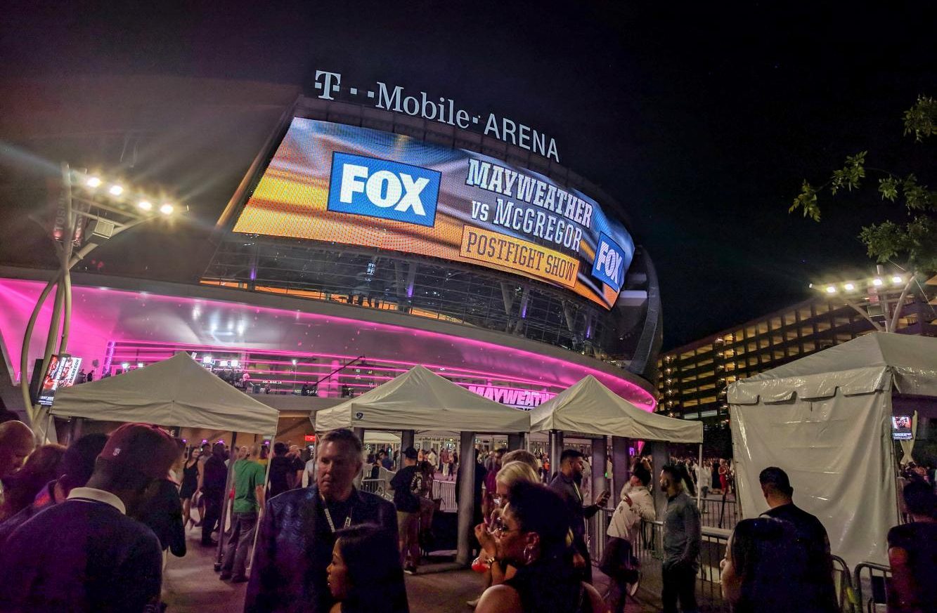 Fans congregate outside the T-Mobile Arena, Las Vegas after the historical fight, Aug. 26.